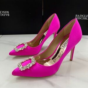 Badgley Mischka Fuchsia Heels with Sparkling Buckle